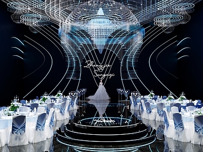 现代简约宴会厅 水晶婚礼堂 现代水晶宴会厅 水晶科技婚礼堂 现代水晶科技宴会 宴会厅
