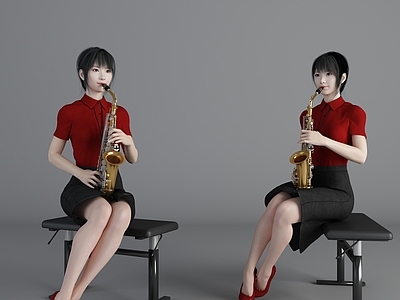 女人 现代音乐家人物 演奏人物 乐器 乐队人物 萨克斯人物