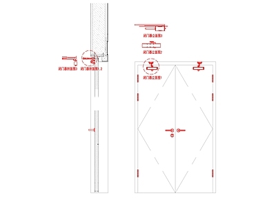 综合门节点 防火门闭门器 施工图