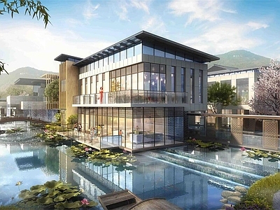 中式新中式酒店建筑 四川香格里 精品酒店 独栋别墅 度假 山地酒店建筑