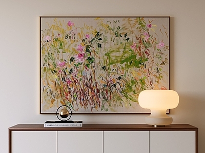现代挂画 简约花卉装饰画 台灯