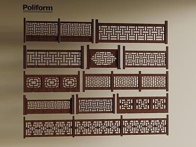 现代新中式围栏护栏 建筑护栏 中式木栏杆 木围栏