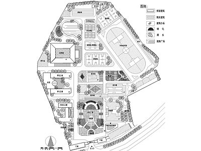 校园景观 中学学校规划 总平面图 教学实验楼公寓 行政办公楼广场 体育馆运动场 施工图