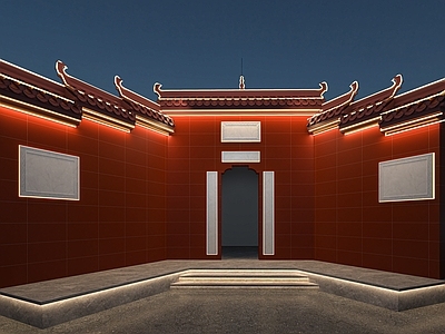 中古古建 中式祠堂 祠堂 寺庙 古建 夜景祠堂