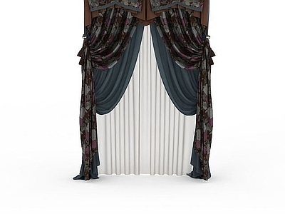 现代摆件组合 印花窗帘