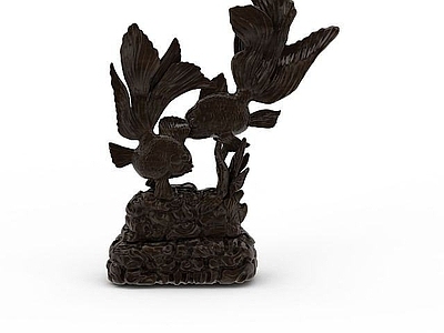 现代摆件组合 小鱼雕像艺术品