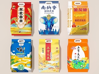 现代摆件组合 米 大米 米袋
