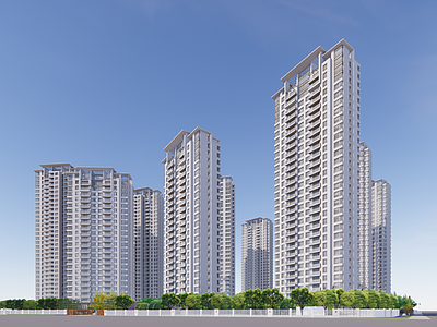 现代小区建筑 现代小区精模