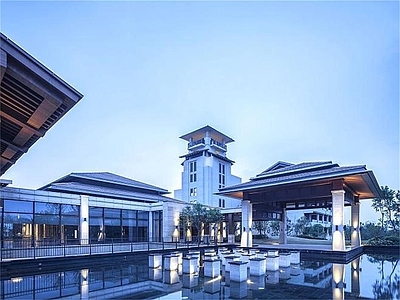 现代中式酒店建筑 武汉希尔顿度假 多层酒店 施工图