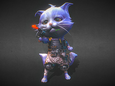 虚拟人物 战士 猫 枪