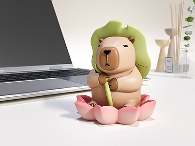 现代摆件组合 卡皮巴拉 玩偶公仔 桌面装饰品 笔记本电脑 卡皮巴拉摆件