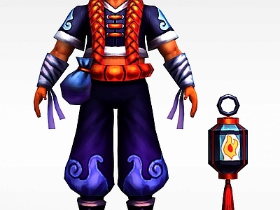 现代虚拟人物 网游武士角色