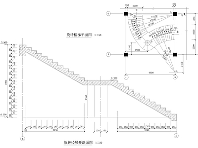 现代新中式楼梯节点 旋转楼梯 木楼梯 楼梯剖面 室外楼梯 楼梯立面节点 施工图
