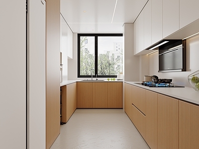 奶油封闭式厨房 u型厨房