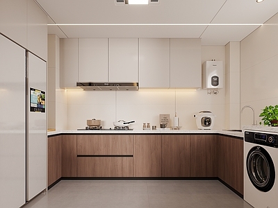 现代中古封闭式厨房 l型厨房