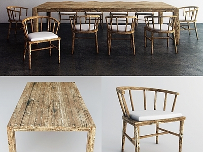 工业侘寂餐桌椅 工业风桌椅 侘寂风桌椅 做旧桌椅 餐桌椅 办公桌椅