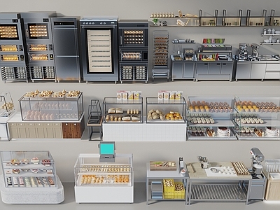 货架 现代甜品面包店 面包展示架 蛋糕展示柜 烘焙店货架 烘焙电器后厨电器