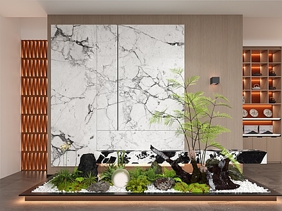 新中式玄关 入户玄关 景观玄关 绿植造景 室内造景