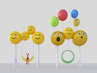 现代秋千椅 现代秋千 笑脸秋千 现代美陈秋千 网红打卡点秋千 表情网红秋千