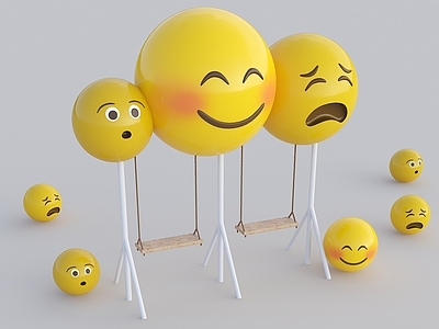 现代秋千椅 笑脸秋千 美陈秋千 网红打卡点秋千 表情网红秋千 表情包秋千