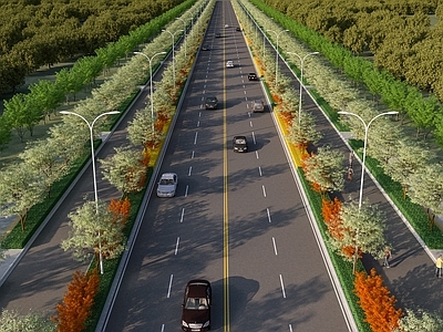 现代其他景观 道路 人行道 马路 市政道路