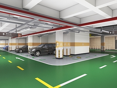 现代室内停车场 现代 停车场 地下车库