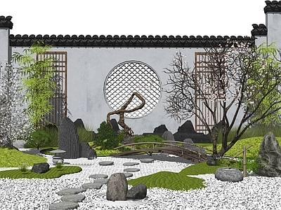 新中式别墅庭院 庭院