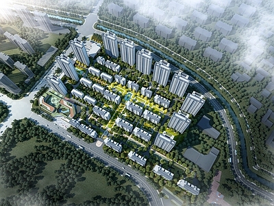 现代鸟瞰规划 住宅鸟瞰
