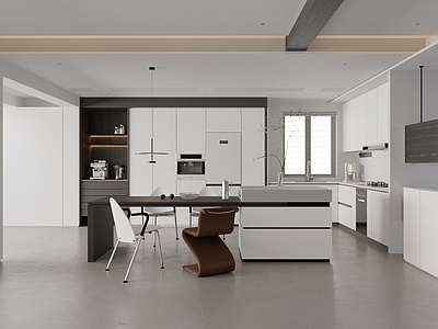 现代简约开放式厨房 餐厅厨房 岛台厨房 半开放式厨房 吧台厨房 黑白灰