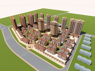 现代小区建筑 现代小区建筑 第四代住宅规划 高层住宅 多层住宅
