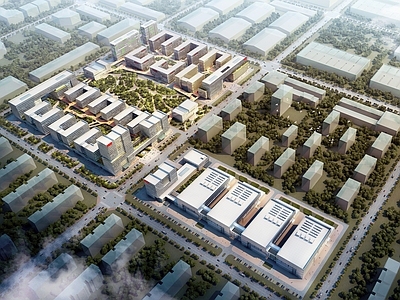 现代产业园建筑 现代产业园总平面 办公产业园 总平及彩图 施工图