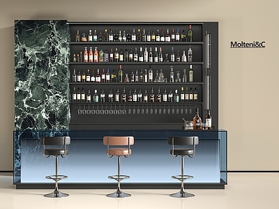 现代酒吧 酒水置物架 工作台 酒吧台 吧椅