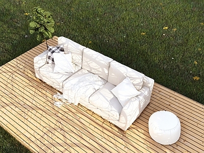 现代美式三人沙发 室内家具 沙发软座