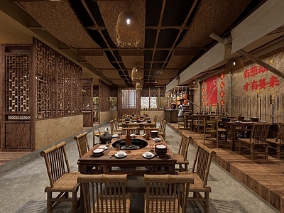 中式复古火锅店 复古火锅店 中式火锅 古风火锅店 江湖客栈 火锅
