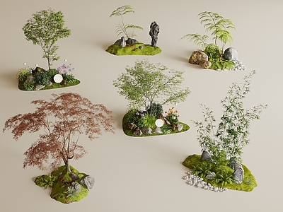 现代庭院小品 现代植物景观造景 景观小品 庭院景观 室内景观 植物堆
