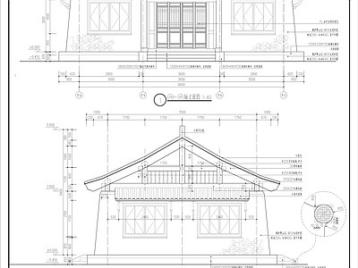 仿古建筑 民族特色建筑 仿古民俗建筑 中式亭廊 施工图