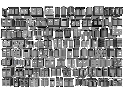 现代新中式垃圾桶 户外垃圾桶 公共垃圾桶 独立垃圾桶 分类垃圾桶 灰色垃圾桶