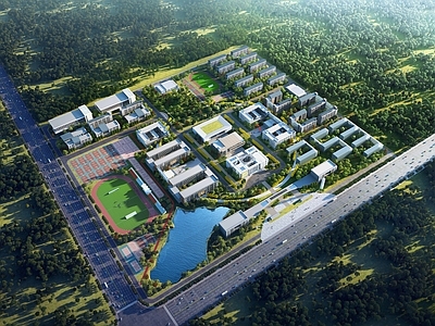 新中式现代大学教学楼 学校 大学
