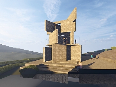 现代简约小公建 景观小品 构筑物 网红建筑 打卡拍照 小公建