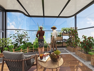 现代屋顶花园 阳台菜园 露台菜园 蔬菜园 蔬菜组合 西瓜茄子西红柿