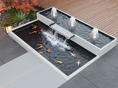 现代庭院小品 现代庭院景观 庭院水景