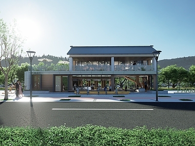 新中式餐饮建筑 新中式驿站商业