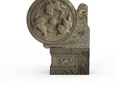 现代其他景观小品 抱鼓石