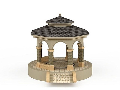 现代其他景观小品 日式亭子