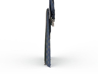 现代摆件组合 蓝色印花窗帘