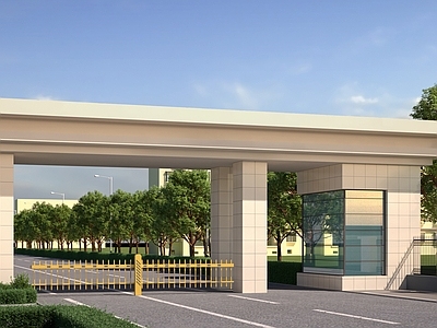 现代其他公共建筑 大门 出入口 警卫室 门卫室