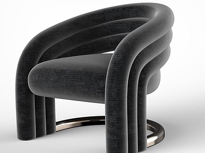 轻奢现代休闲椅 单人椅 单椅 扶手椅 管状扶手 弧形