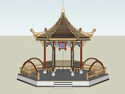 中式古建筑 亭子 古建 景观亭 六角亭