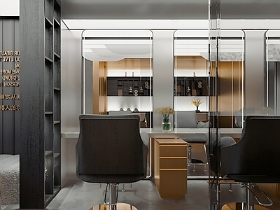 理发器材 现代简约美发店 现代黑白灰