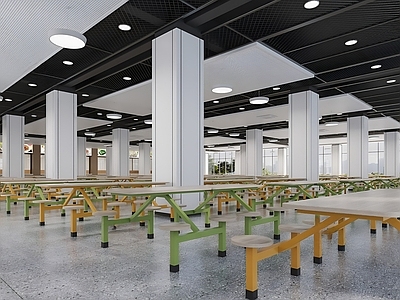 现代食堂 现代学校食堂 学校食堂 餐厅 食堂明档